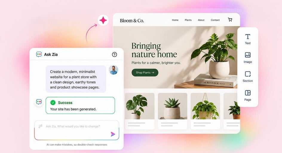 Zoho Sites se renueva: sitios web creados con IA, contenido dinámico y nuevas herramientas para desarrolladores
